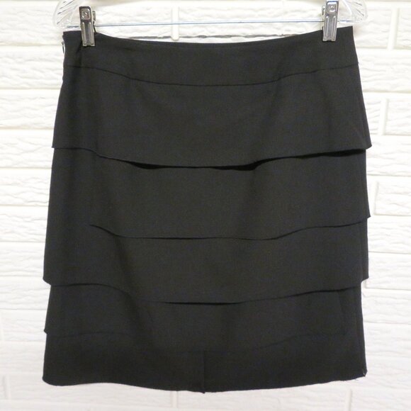 Worthington 8 Tiered Skirt Black Solid - Picture 1 of 3